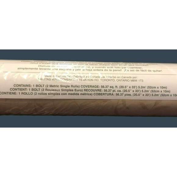 Sanitas Easy Does It Washable Vinyl Wallpaper 20.5" X 33' Beige Leaf Pattern - Picture 5 of 6